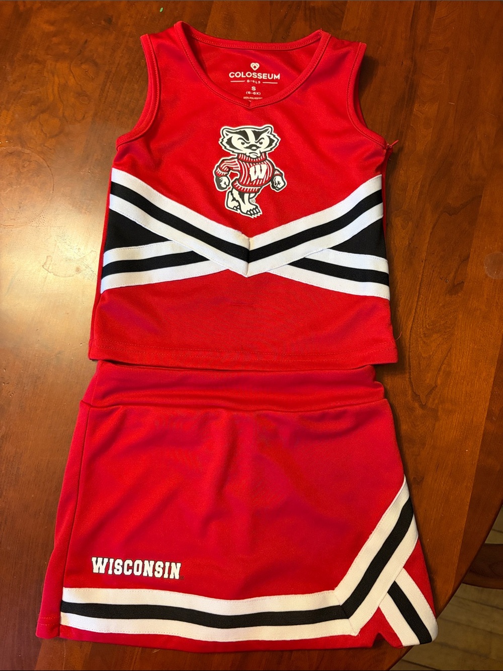 Colosseum Red Wisconsin Kids Cheer Tank and Skirt Set